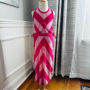 Ruffle Butts Fuchsia and Light Pink Chevron Maxi Dress
